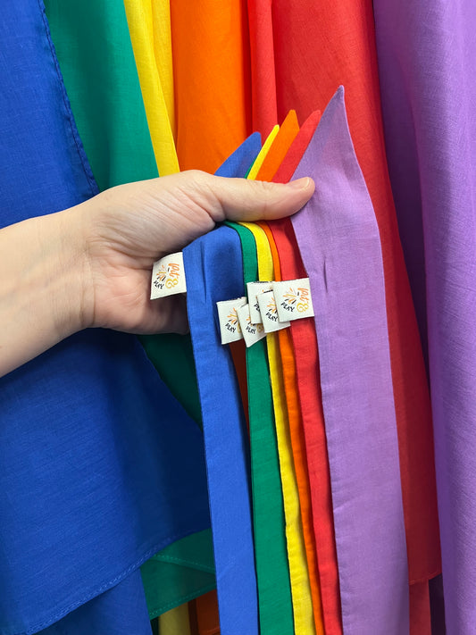 Spielbänder Baumwolle Regenbogenfarben 6 Stück