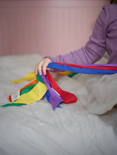 Spielbänder Baumwolle Regenbogenfarben 6 Stück
