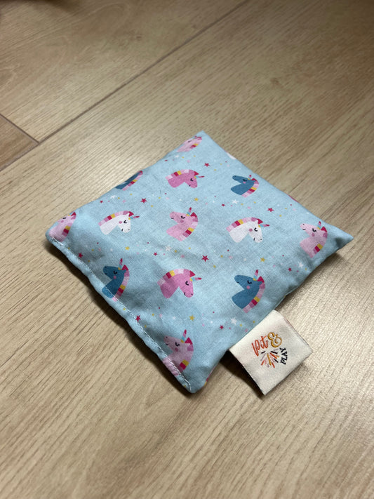 Blaues Einhorn-Körnerkissen