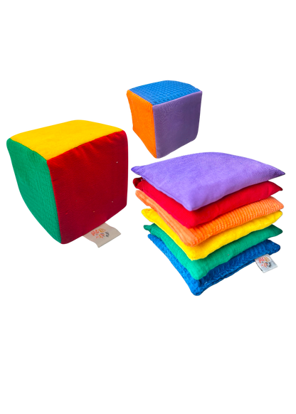 Regenbogen-Sitzsäckchen + Würfelpaket