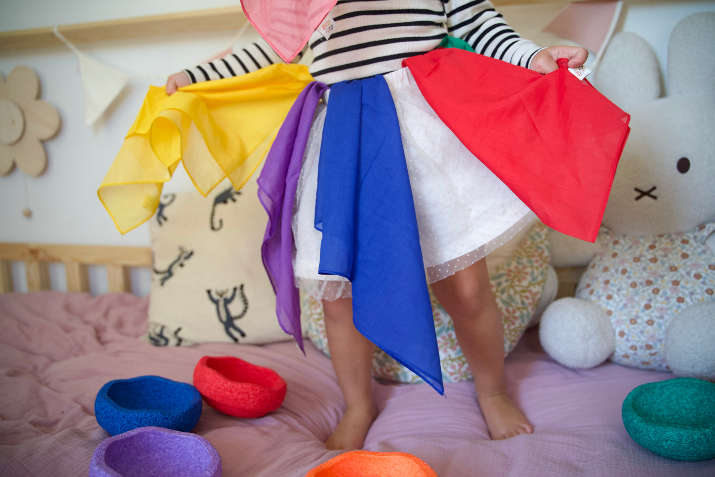 Speeldoeken regenboog set - Large - 6 stuks - Pit and play