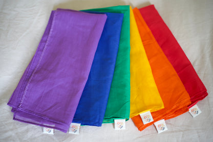 Speeldoek Geel Regenboog - Large 75x75 - Speelkatoen - Pit and play