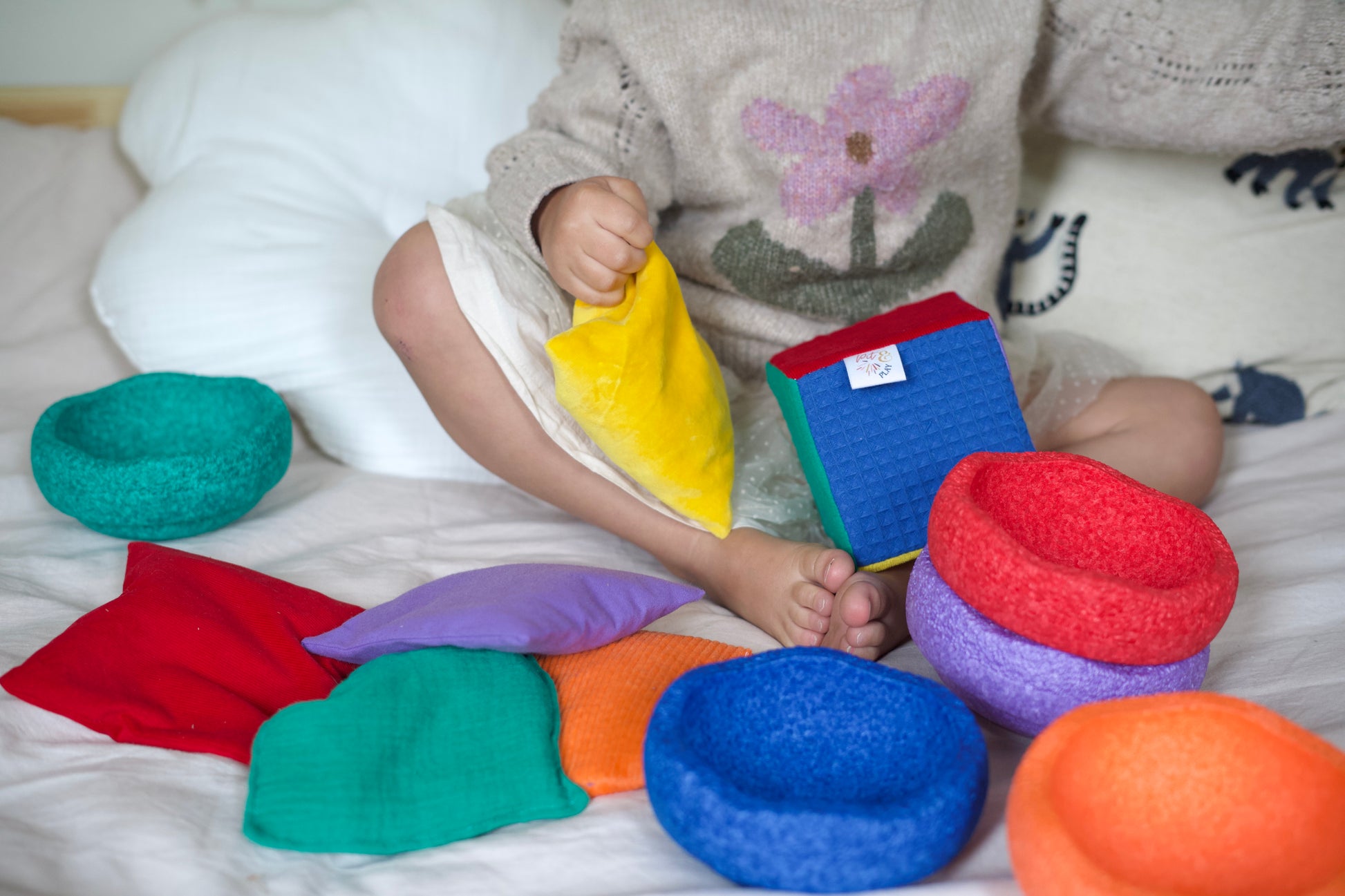 Regenboog pittenzakjes + dobbelsteen pakket - Pit and play